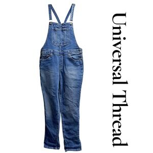 Universal Thread Overalls Women 10/30 Blue Cotton Denim Bib Straight Leg Classic